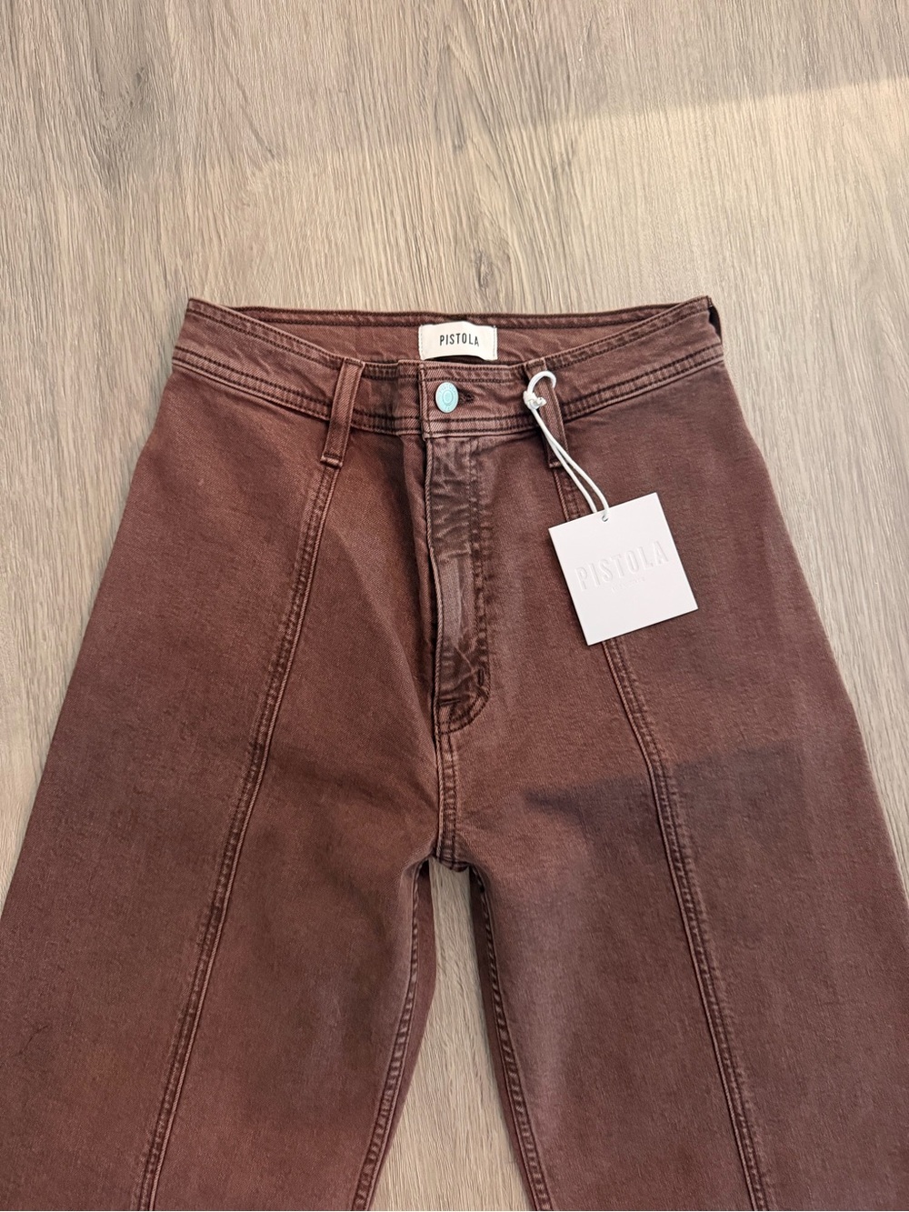 PISTOLA High-Waist Warm Brown Wide-Leg Jeans Sz 26 NWT $180!! - Picture 3 of 5